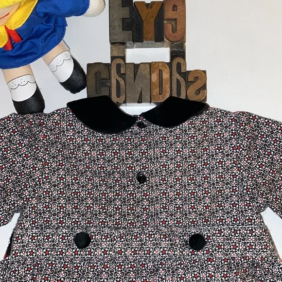 🇬🇧SARAH LOUISE England Tiny Floral Print Hand-Smocked Long Sleeve Dress - Picture 4 of 12